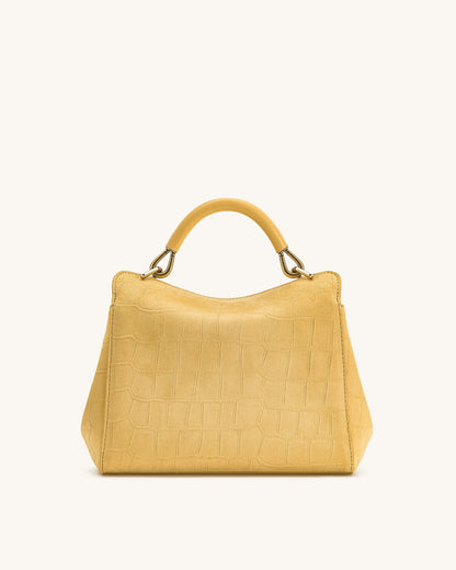 JW PEI Yellow Women Lucia Classic Croc-Embossed Faux Suede Top Handle Bag - Yellow SKU: 2T68-8_Yellow Image 03