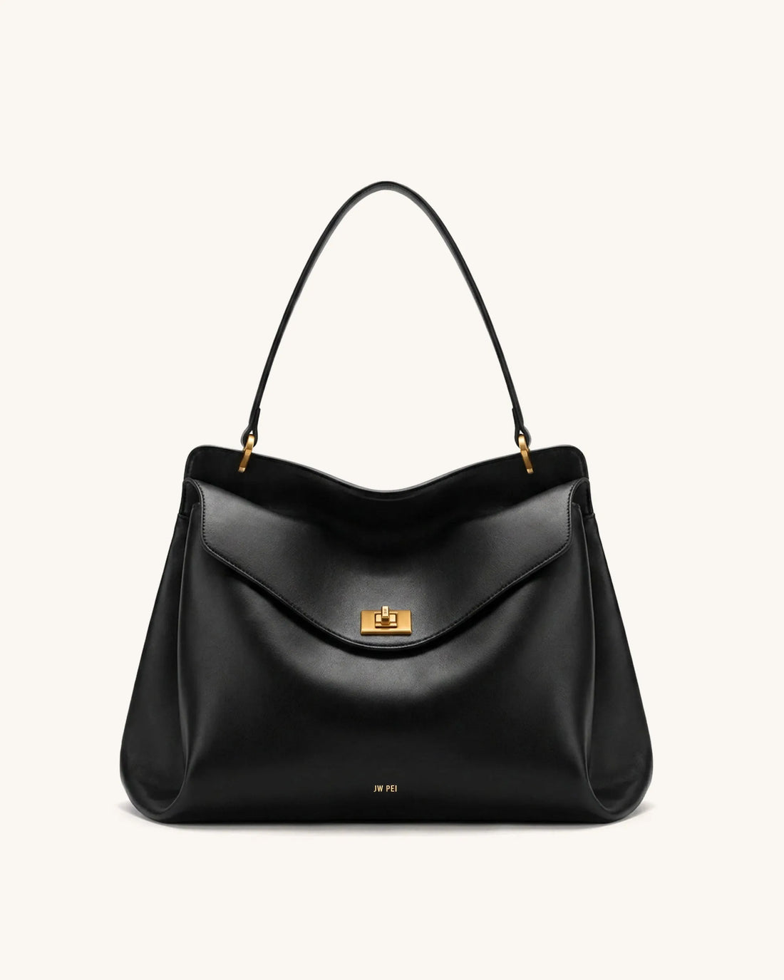 JW Pei Black Women Lucia Turn-Lock Shoulder Bag SKU: 2T68X001-1_Black Image 01