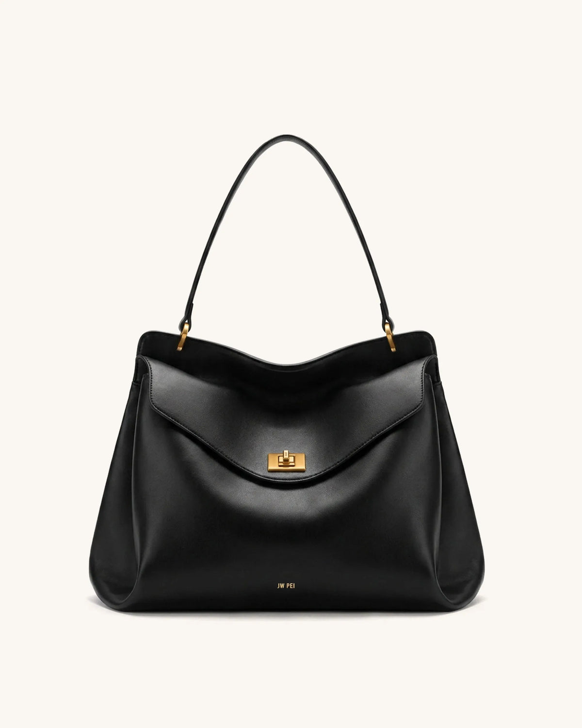 JW Pei Black Women Lucia Turn-Lock Shoulder Bag SKU: 2T68X001-1_Black Image 01