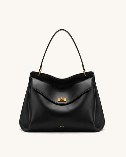 JW Pei Black Women Lucia Turn-Lock Shoulder Bag SKU: 2T68X001-1_Black Image 01