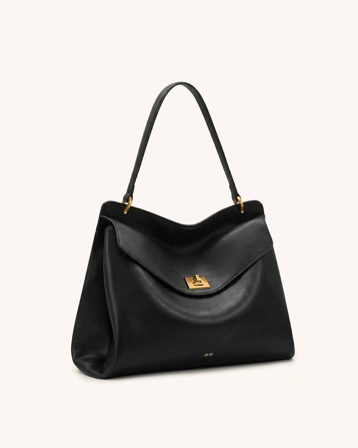 JW Pei Black Women Lucia Turn-Lock Shoulder Bag SKU: 2T68X001-1_Black Image 02