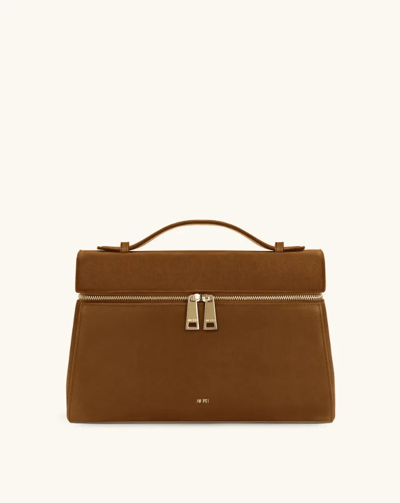 JW PEI Brown Women Thea Large Faux Suede Top Handle Bag  SKU: 2T78X001-3_Caramel Brown Image 01