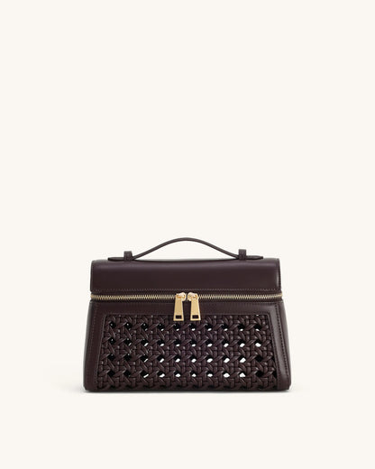 JW PEI Dark Red Women Thea Large Woven Top Handle Bag  SKU: 2T78X001-40_Dark Red Image 01