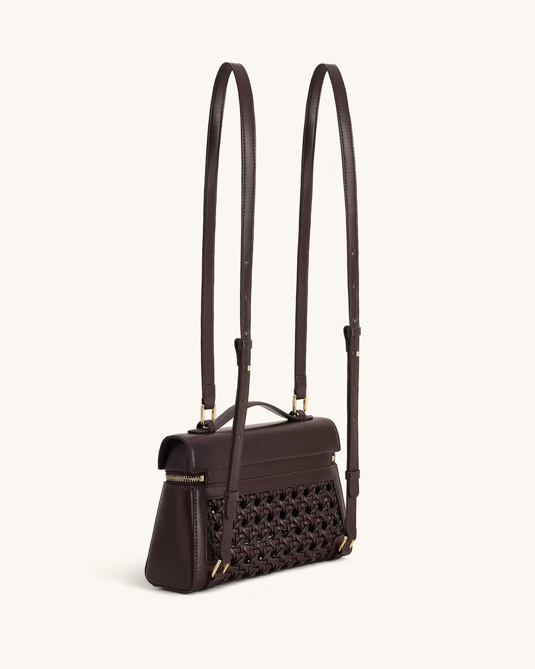 JW PEI Dark Red Women Thea Large Woven Top Handle Bag  SKU: 2T78X001-40_Dark Red Image 02