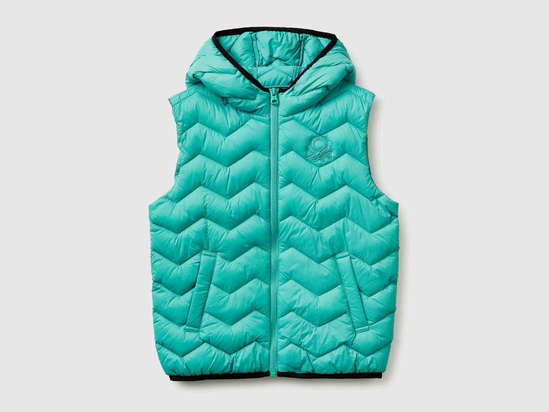 Benetton Light green Boys Padded Vest with Hood SKU: 2TWDCJ00R_08N Image 01