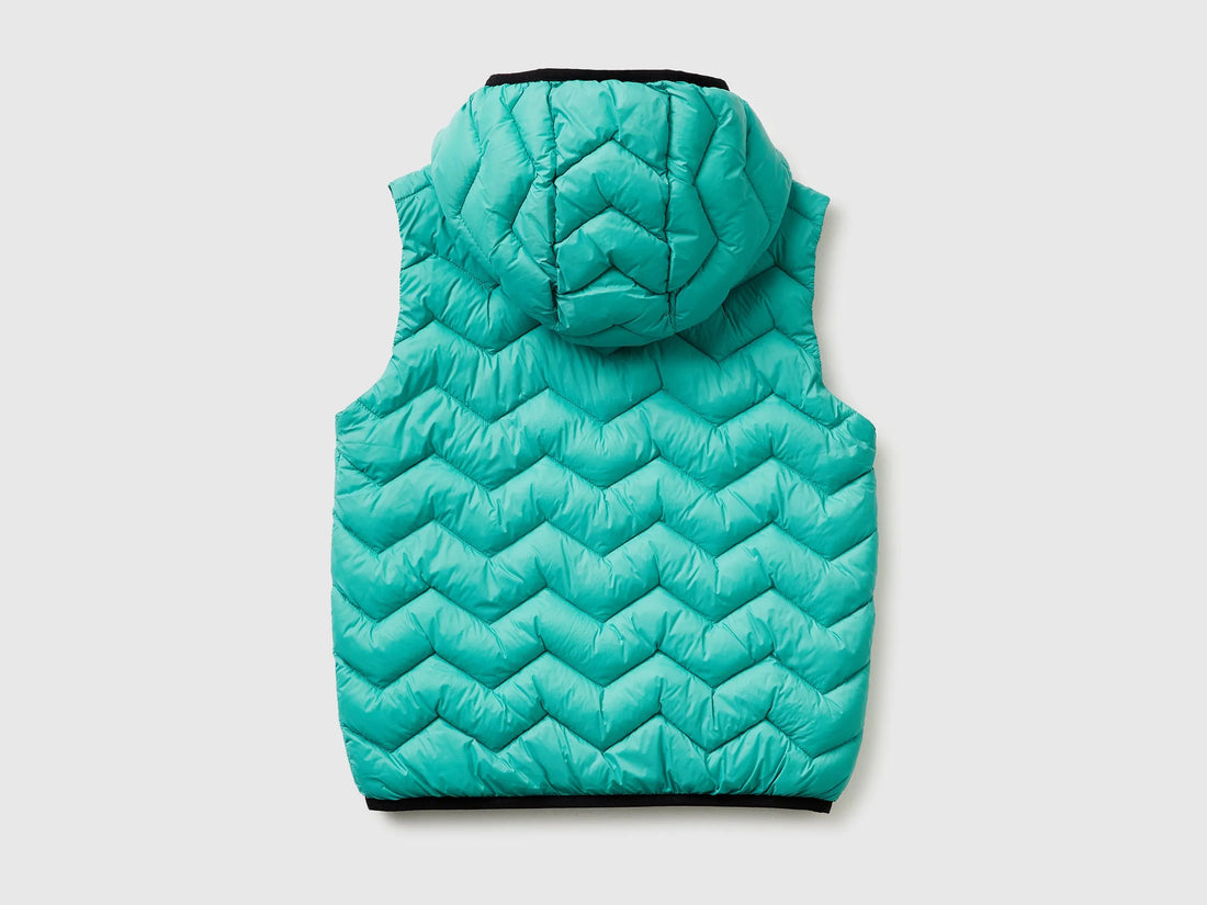 Benetton Light green Boys Padded Vest with Hood SKU: 2TWDCJ00R_08N Image 02