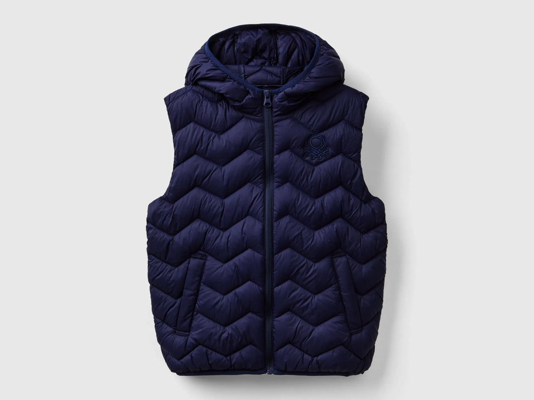 Benetton Dark blue Boys Padded Vest with Hood SKU: 2TWDCJ00R_252 Image 01