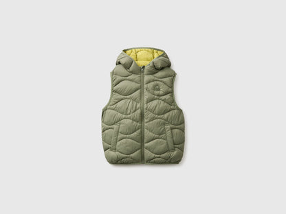 Benetton Military Green Boys Padded Sleeveless Jacket with Hood SKU: 2TWDCJ01B_07N Image 01