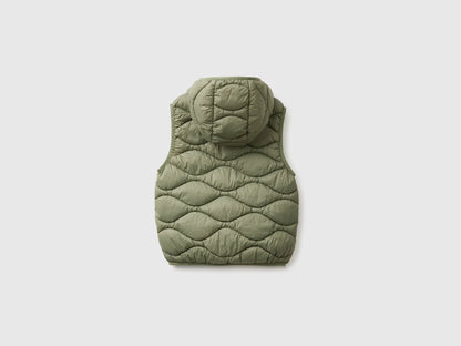 Benetton Military Green Boys Padded Sleeveless Jacket with Hood SKU: 2TWDCJ01B_07N Image 02