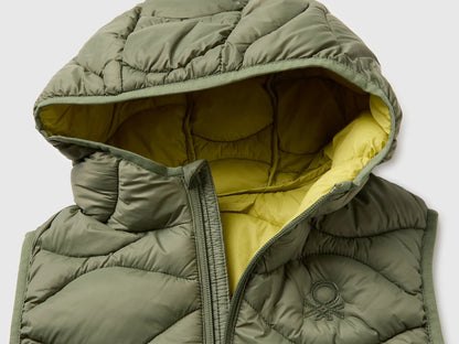 Benetton Military Green Boys Padded Sleeveless Jacket with Hood SKU: 2TWDCJ01B_07N Image 03