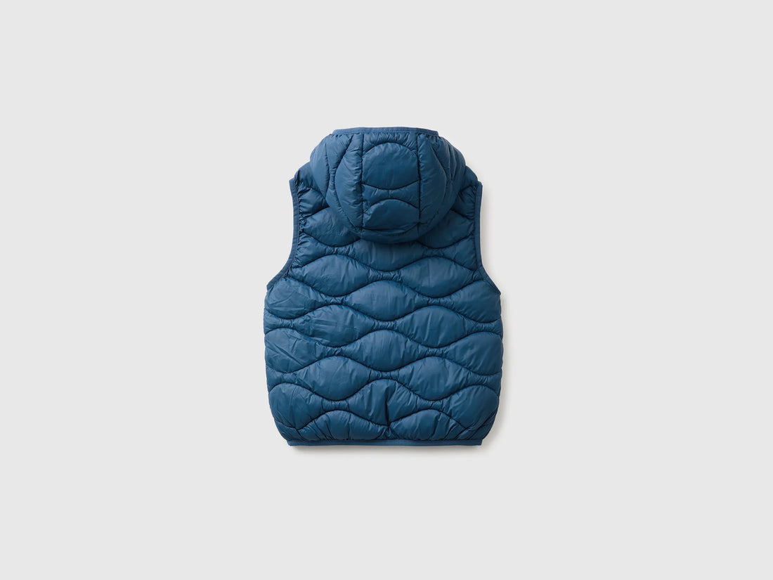Benetton Dark Blue Boys Padded Sleeveless Jacket with Hood SKU: 2TWDCJ01B_37T Image 02