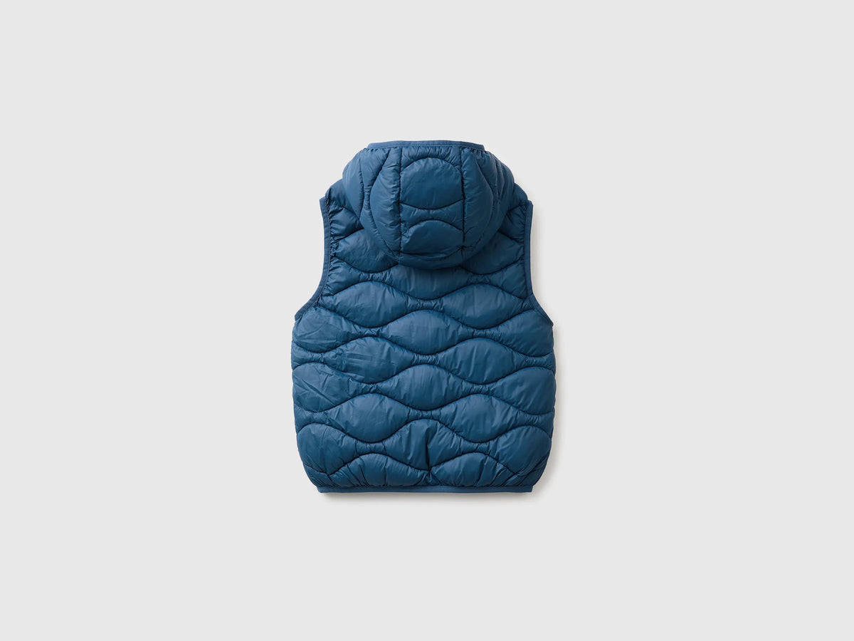 Benetton Dark Blue Boys Padded Sleeveless Jacket with Hood SKU: 2TWDCJ01B_37T Image 02