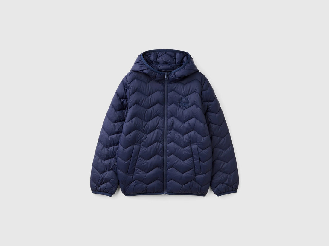 Benetton Dark blue Boys Padded Jacket with Hood SKU: 2TWDCN04V_252 Image 01