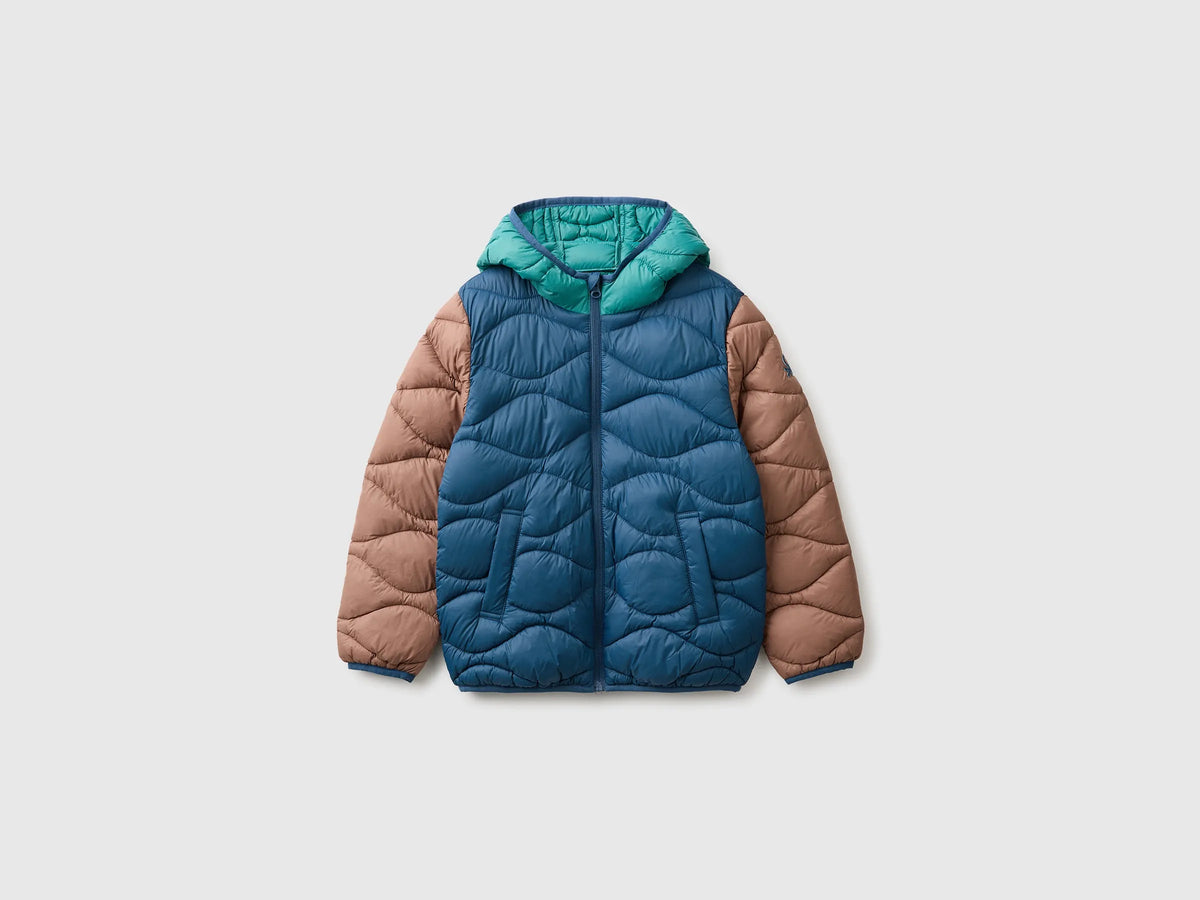 Benetton Dark Blue Boys Padded Jacket with Hood SKU: 2TWDCN07G_901 Image 01