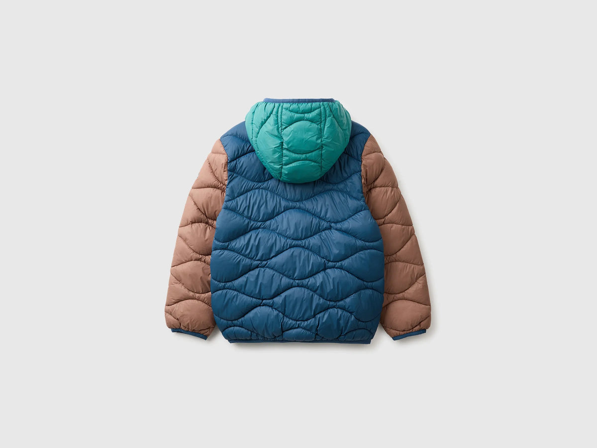 Benetton Dark Blue Boys Padded Jacket with Hood SKU: 2TWDCN07G_901 Image 02