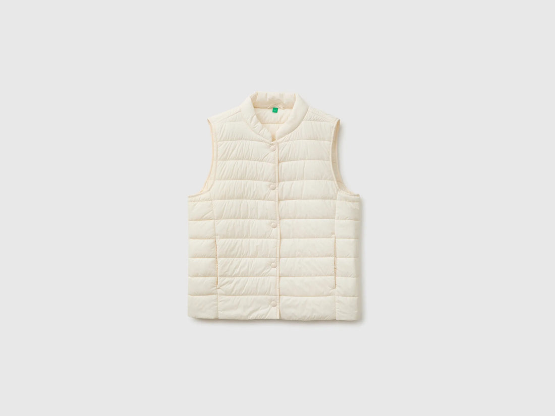 Benetton Creamy White Women Lightweight Slim Fit Sleeveless Jacket SKU: 2TWDDJ01D_27H Image 01