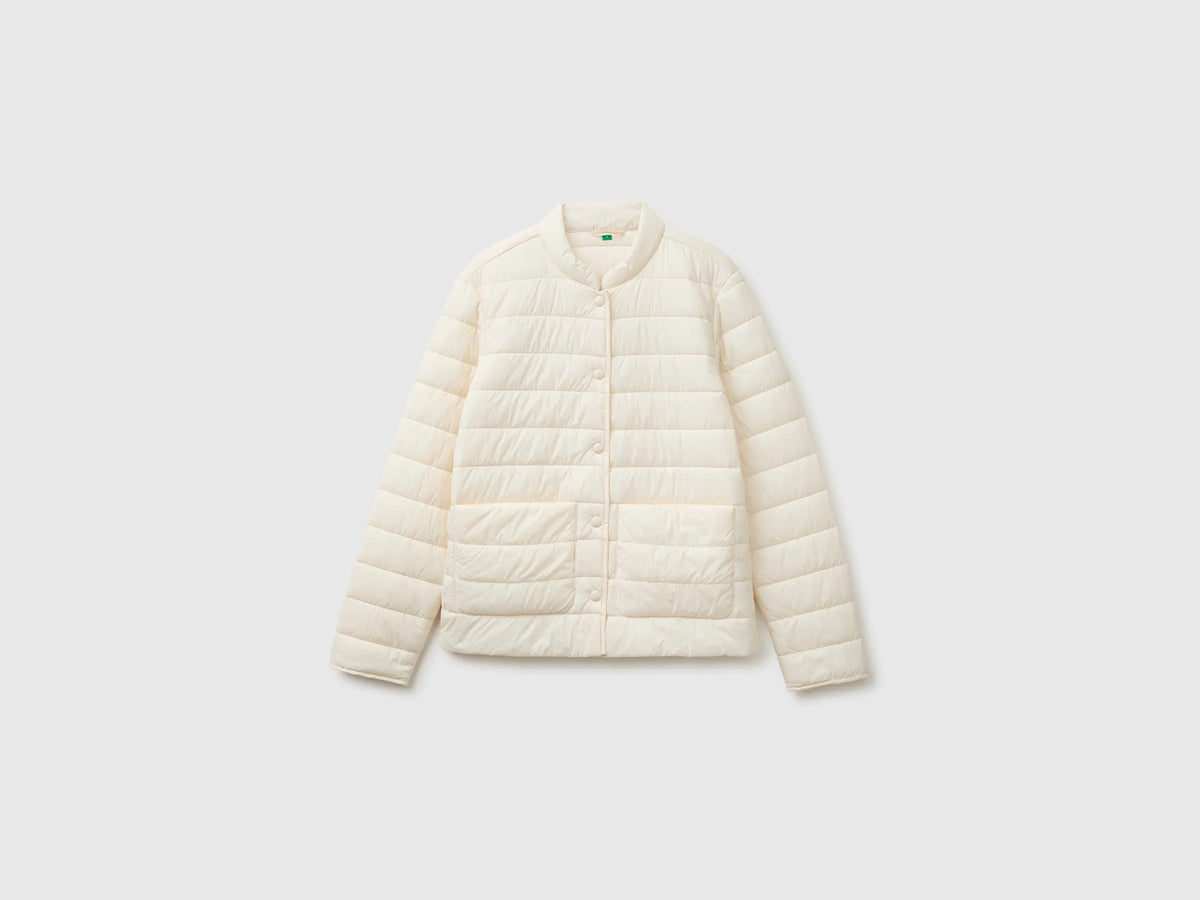Benetton Creamy White Women Slim Fit Lightweight Down Jacket SKU: 2TWDDN0AG_27H Image 01