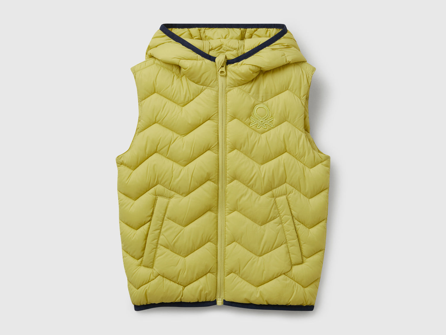Benetton_Yellow_Padded Vest with Hood_2TWDGJ00G_0Y6_01