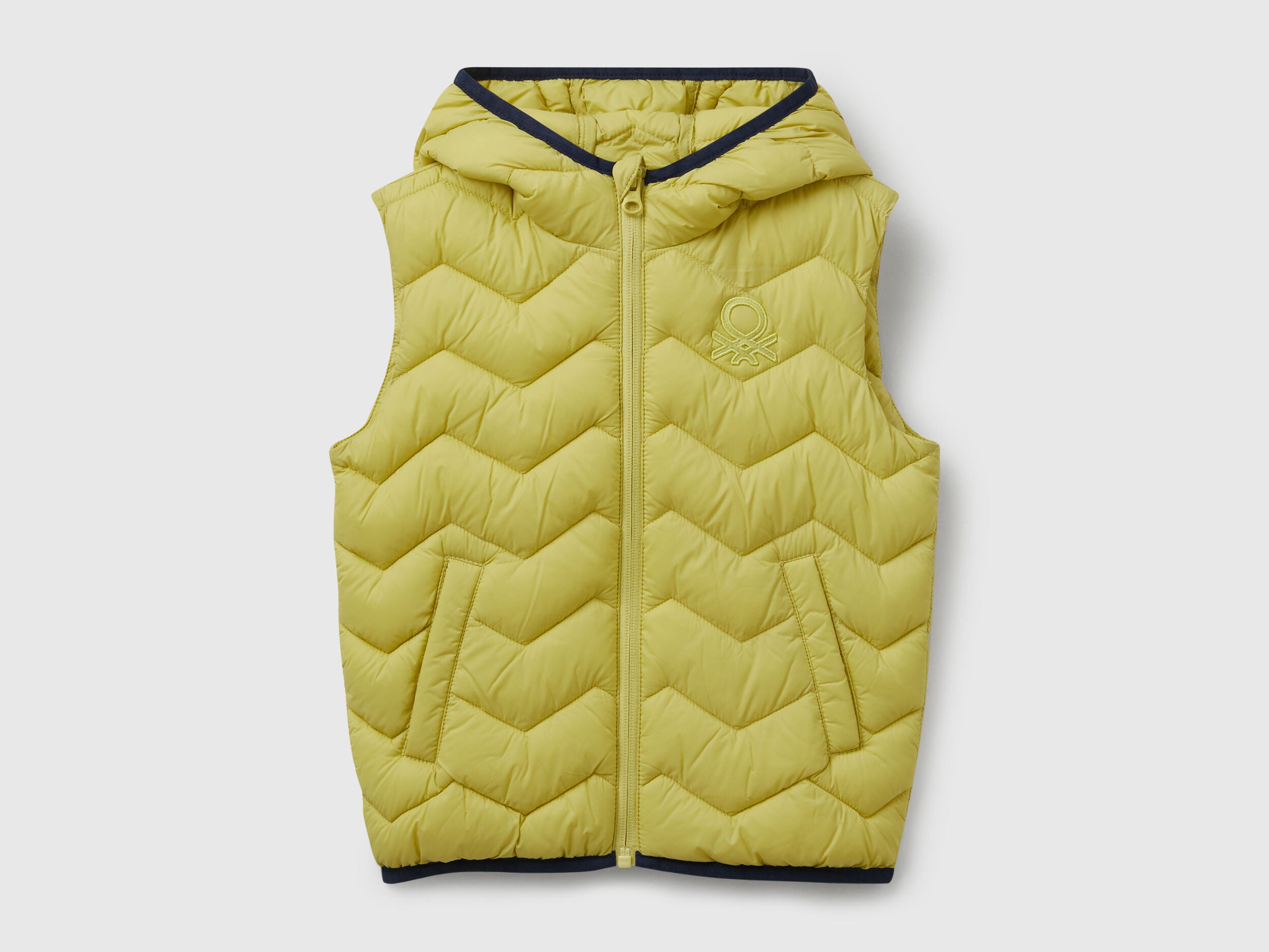 Benetton_Yellow_Padded Vest with Hood_2TWDGJ00G_0Y6_01