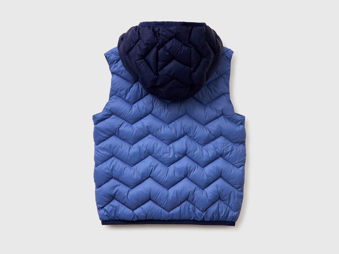 Benetton Light blue Boys Padded Vest with Hood SKU: 2TWDGJ00G_903 Image 02