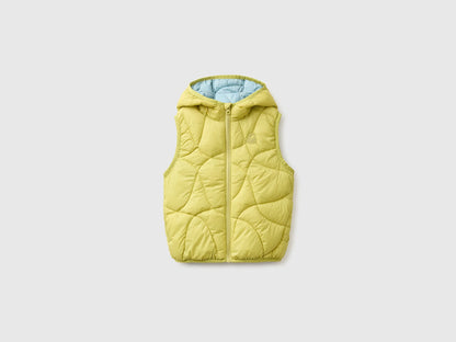 Benetton Lime Boys Padded Sleeveless Jacket with Hood SKU: 2TWDGJ00U_168 Image 01