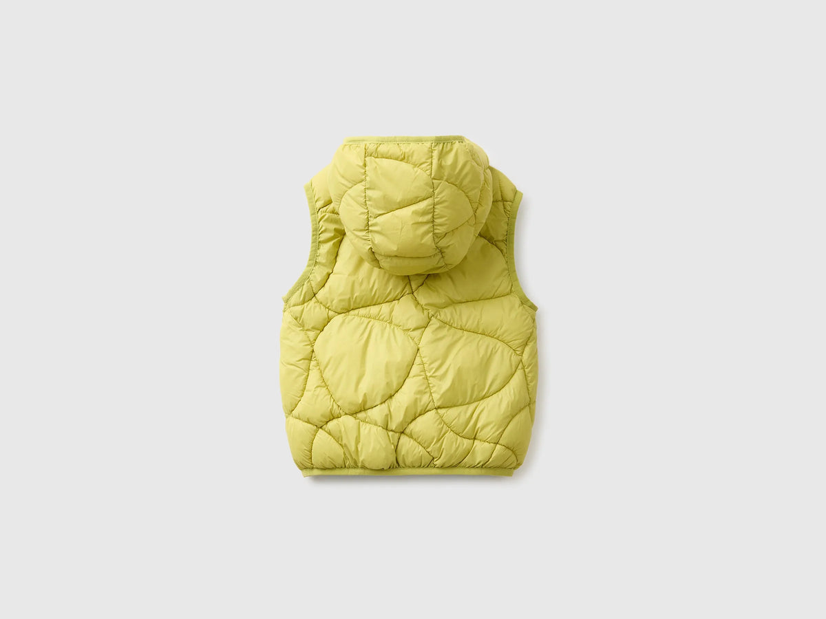 Benetton Lime Boys Padded Sleeveless Jacket with Hood SKU: 2TWDGJ00U_168 Image 02