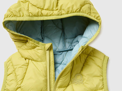 Benetton Lime Boys Padded Sleeveless Jacket with Hood SKU: 2TWDGJ00U_168 Image 03