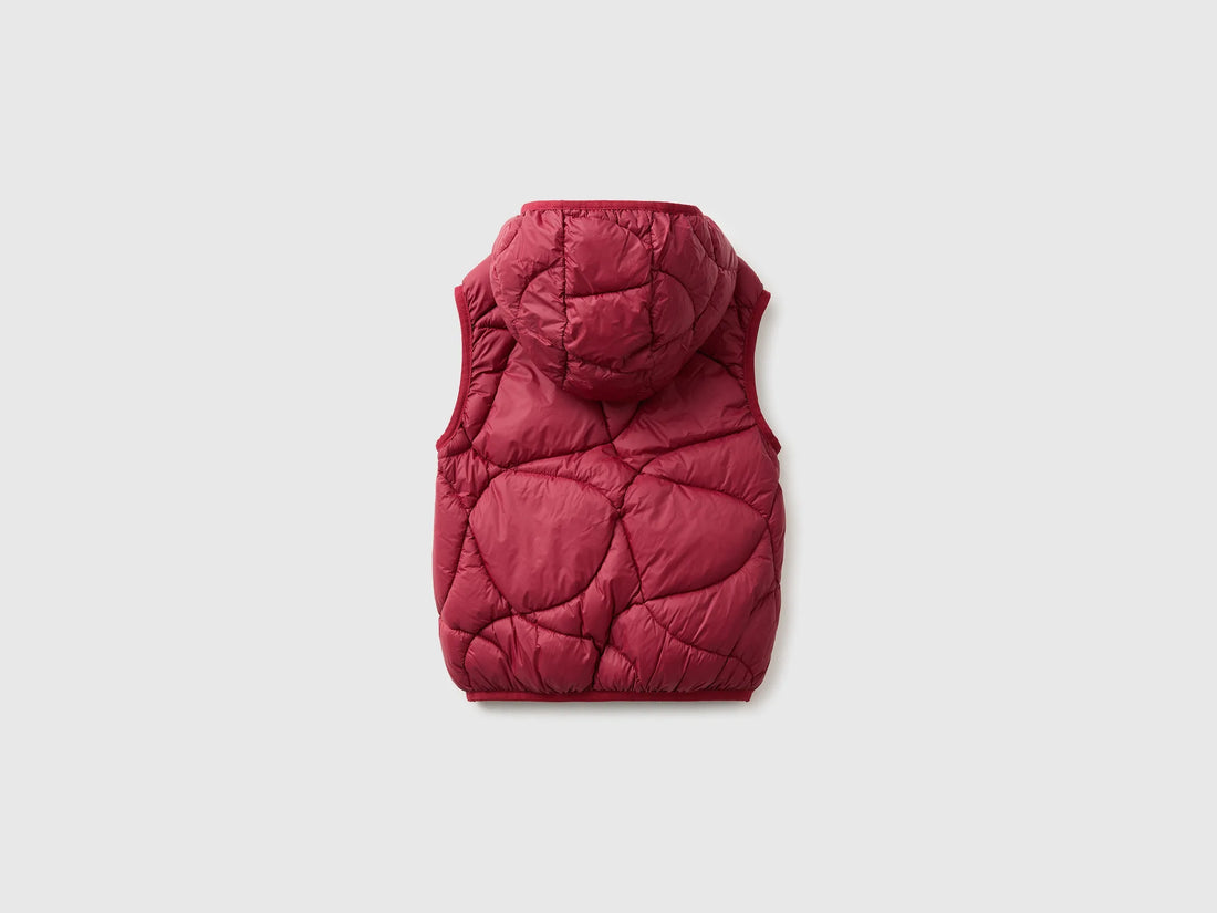 Benetton Burgundy Boys Padded Sleeveless Jacket with Hood SKU: 2TWDGJ00U_21C Image 02