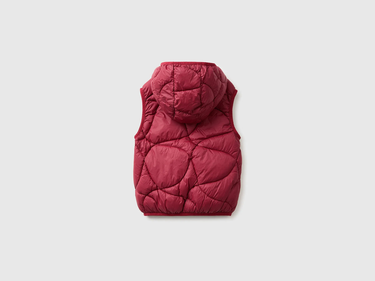 Benetton Burgundy Boys Padded Sleeveless Jacket with Hood SKU: 2TWDGJ00U_21C Image 02
