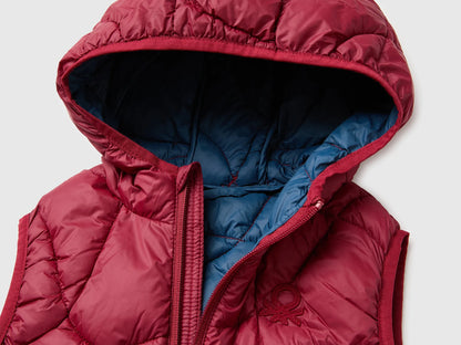 Benetton Burgundy Boys Padded Sleeveless Jacket with Hood SKU: 2TWDGJ00U_21C Image 03