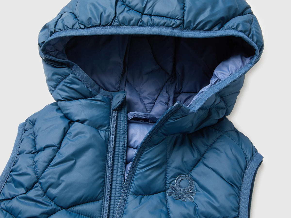 Benetton Dark Blue Boys Padded Sleeveless Jacket with Hood SKU: 2TWDGJ00U_37T Image 03