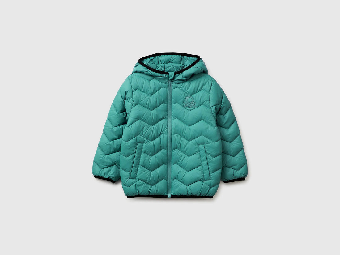 Benetton Light green Boys Padded Jacket with Hood SKU: 2TWDGN02V_08N Image 01