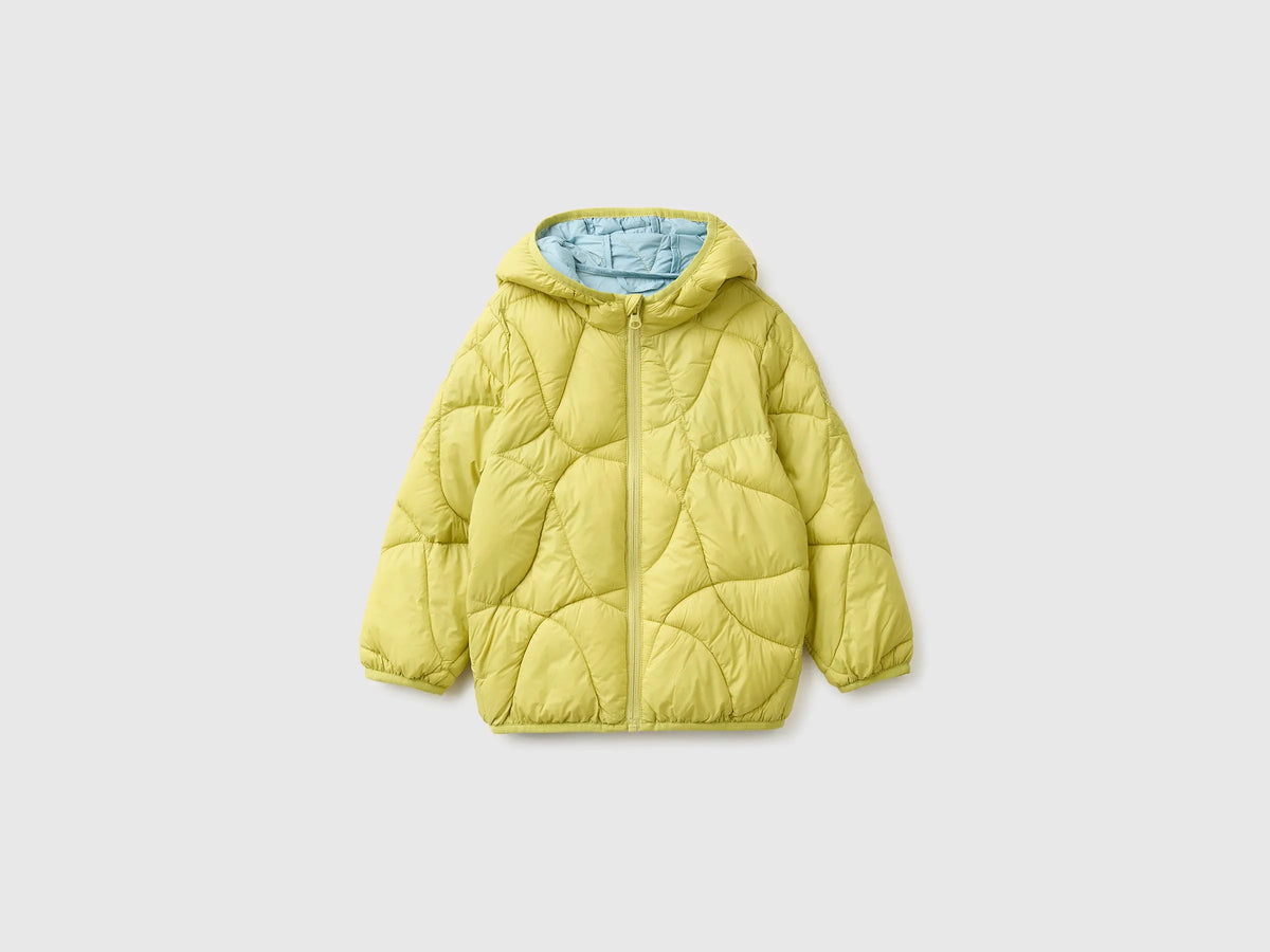 Benetton Lime Boys Padded Jacket with Hood SKU: 2TWDGN04N_168 Image 01