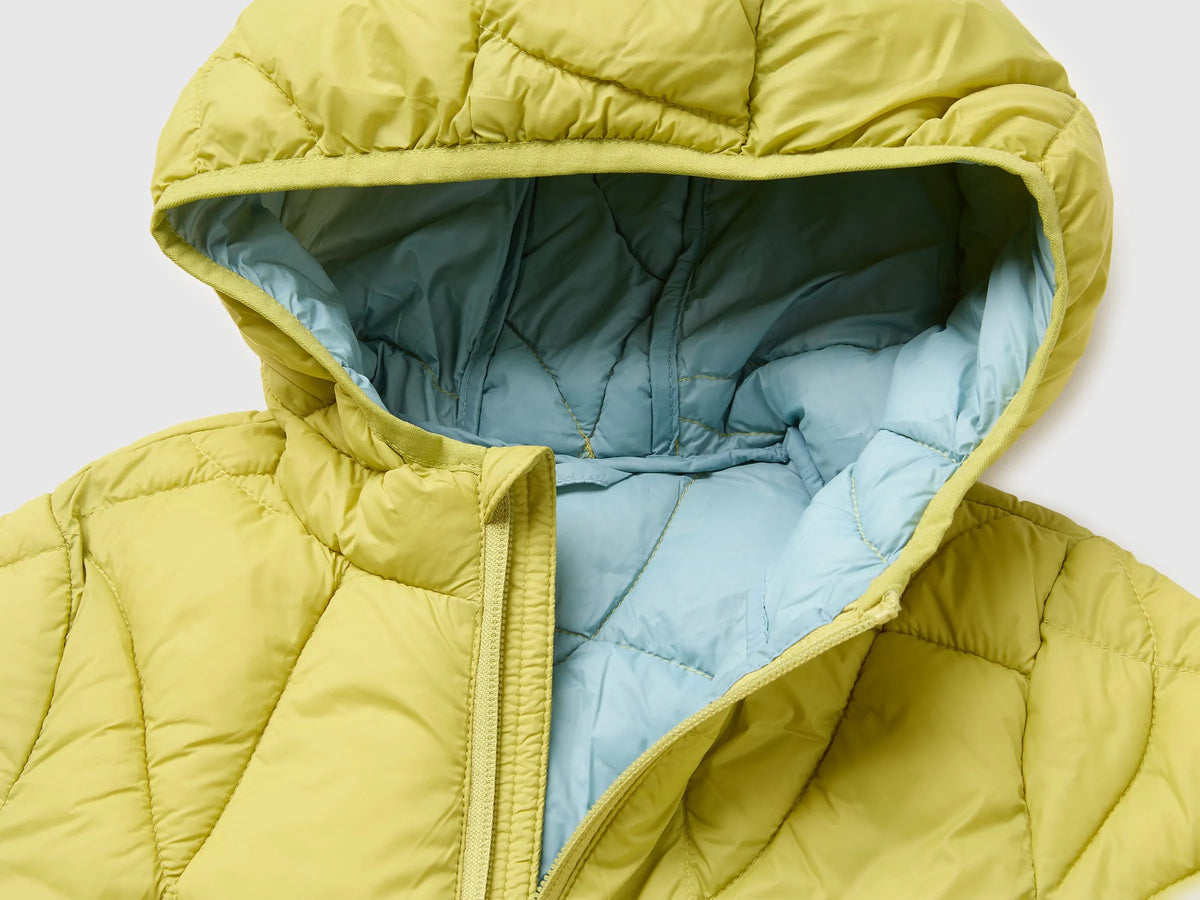 Benetton Lime Boys Padded Jacket with Hood SKU: 2TWDGN04N_168 Image 03