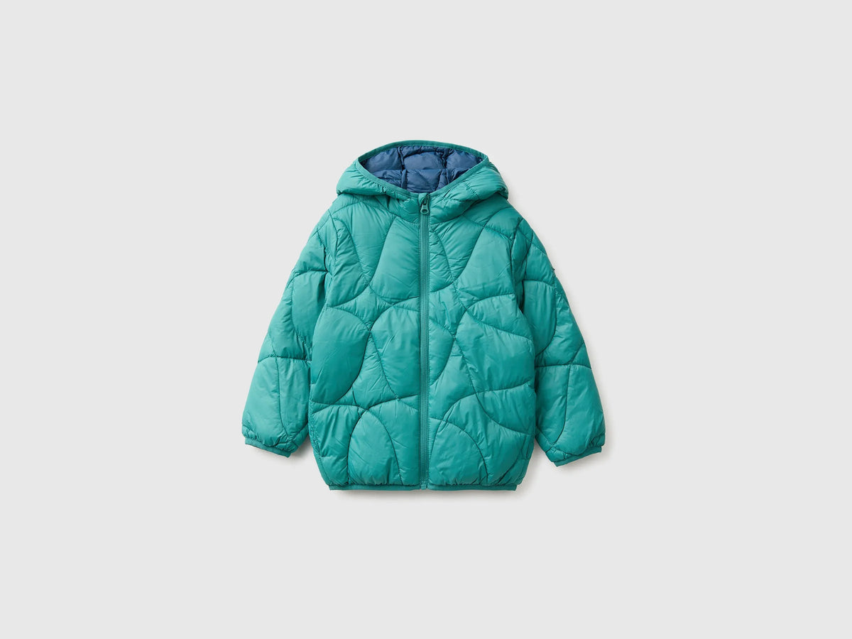 Benetton Dark Green Boys Padded Jacket with Hood SKU: 2TWDGN04N_285 Image 01