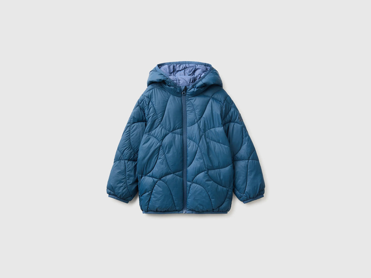 Benetton Dark Blue Boys Padded Jacket with Hood SKU: 2TWDGN04N_37T Image 01