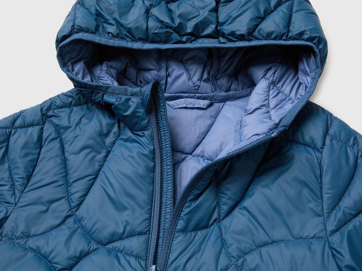 Benetton Dark Blue Boys Padded Jacket with Hood SKU: 2TWDGN04N_37T Image 03