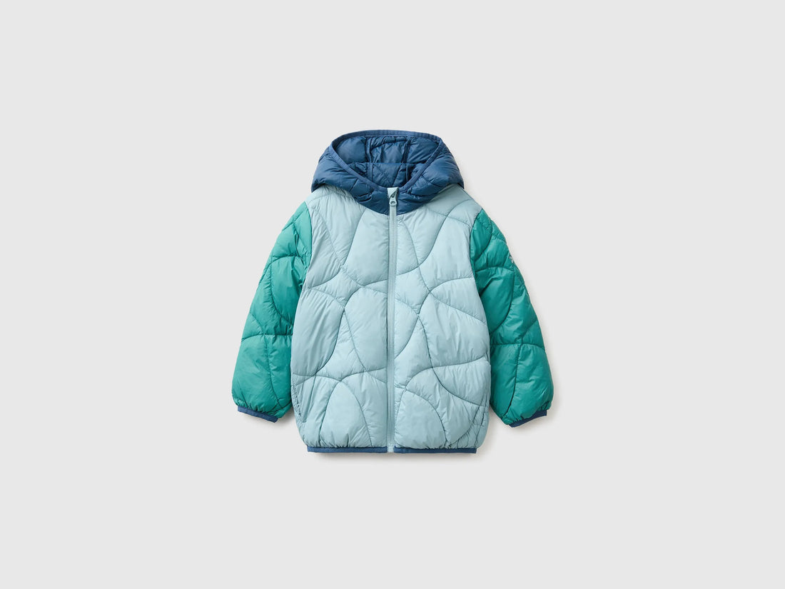 Benetton Air Force Blue Boys Padded Jacket with Hood SKU: 2TWDGN04N_901 Image 01