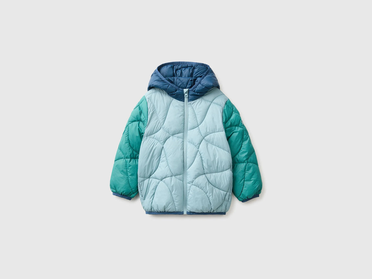 Benetton Air Force Blue Boys Padded Jacket with Hood SKU: 2TWDGN04N_901 Image 01