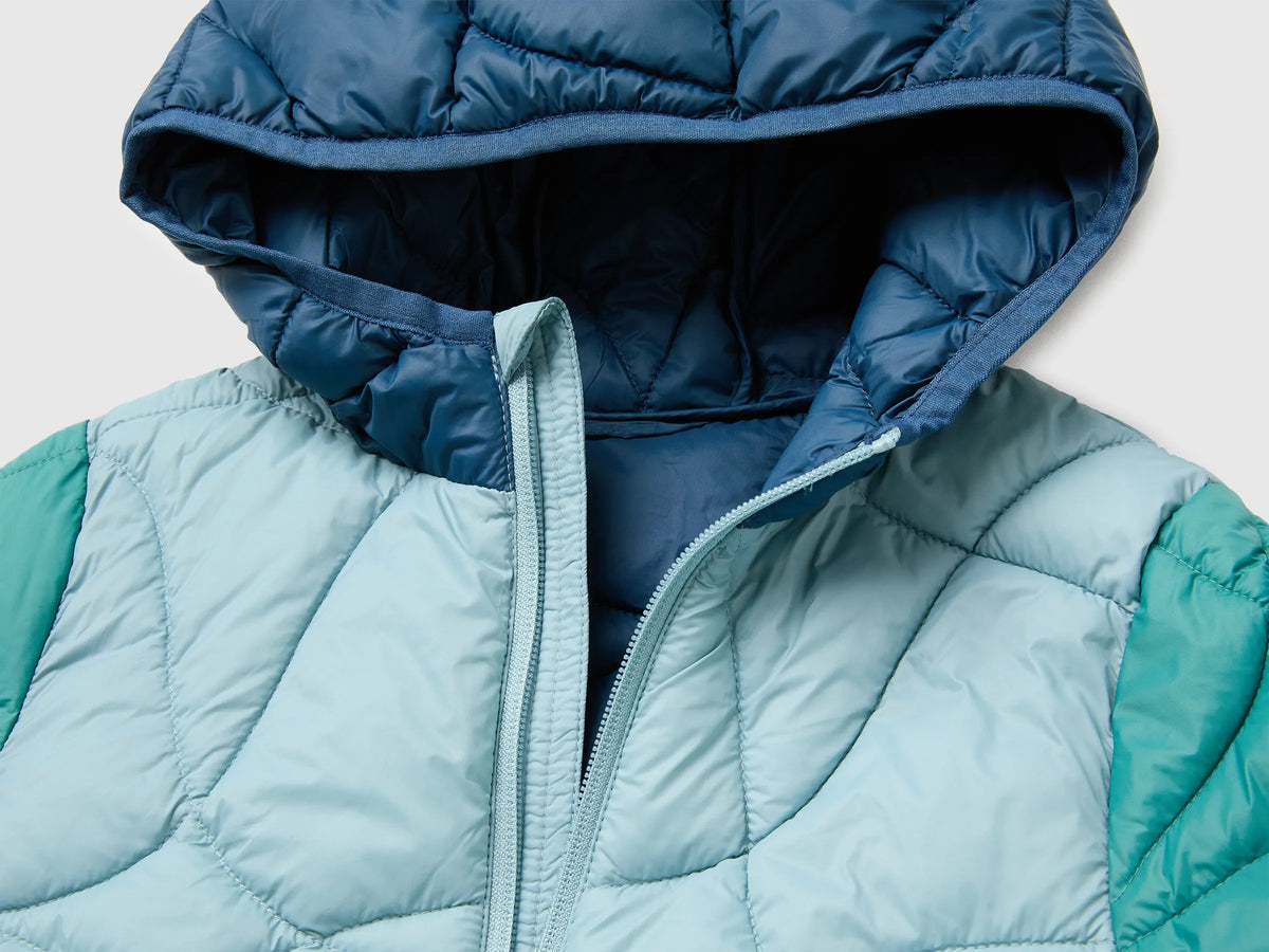 Benetton Air Force Blue Boys Padded Jacket with Hood SKU: 2TWDGN04N_901 Image 03