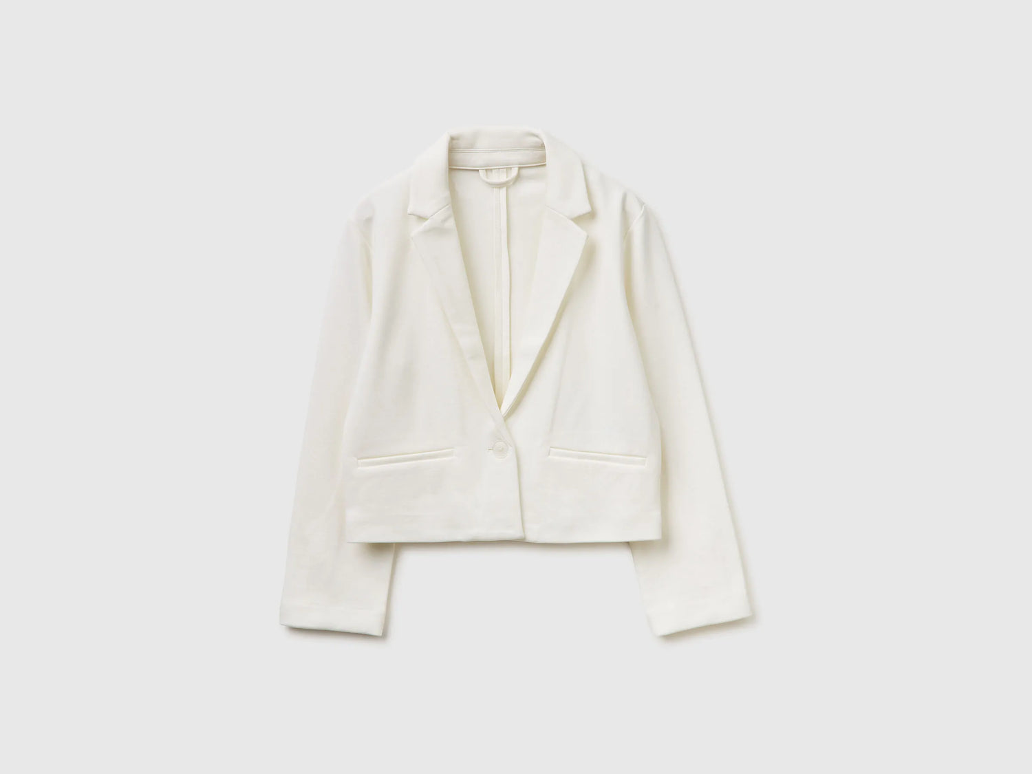 Benetton Creamy White Girls Elegant Cropped Blazer SKU: 2U7FCW00O_074 Image 01