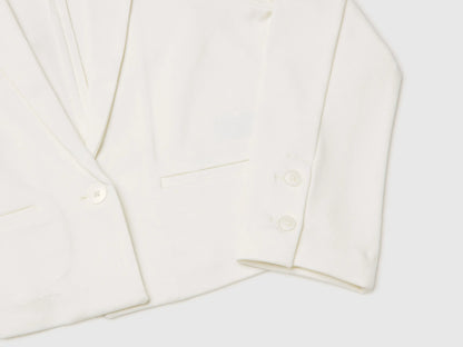Benetton Creamy White Girls Elegant Cropped Blazer SKU: 2U7FCW00O_074 Image 03