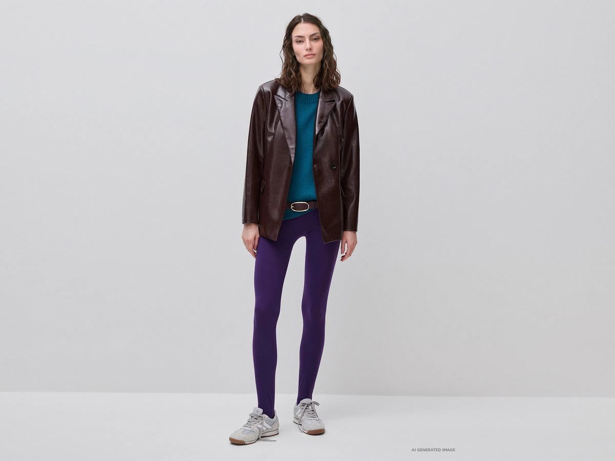 Benetton Brown Women Fitted Blazer in Coated Fabric SKU: 2UDYDW03Y_901 Image 02