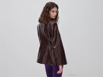 Benetton Brown Women Fitted Blazer in Coated Fabric SKU: 2UDYDW03Y_901 Image 03