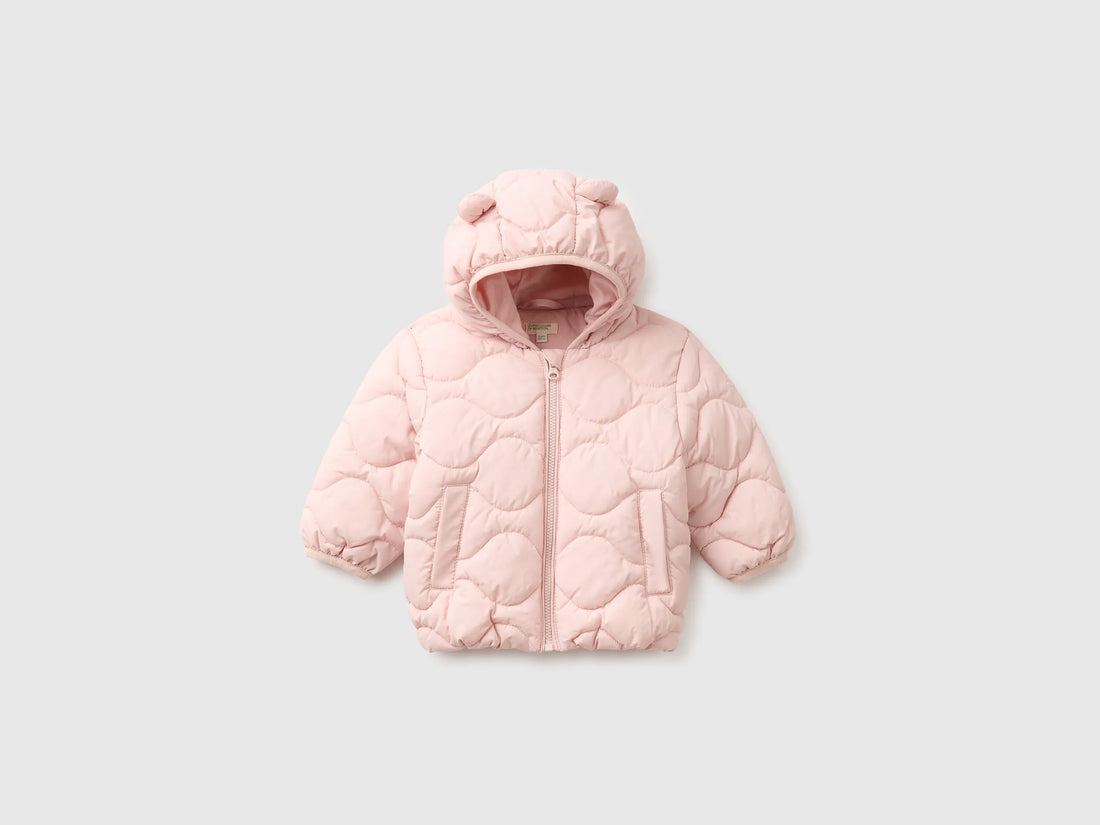 Benetton Soft Pink Girl Padded Jacket with Hood SKU: 2WU0AN018_08Q Image 01