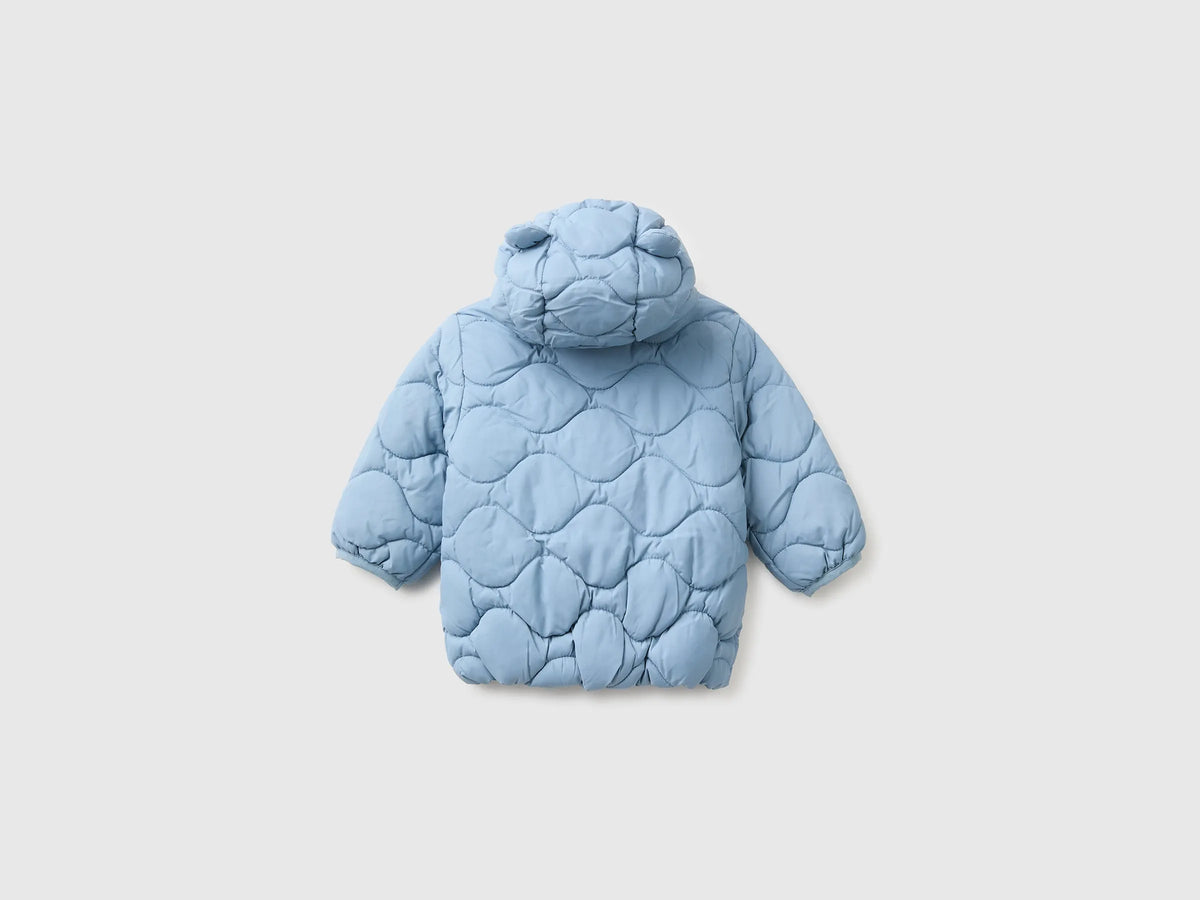 Benetton Light Blue Unisex Padded Jacket with Hood SKU: 2WU0AN018_09A Image 02