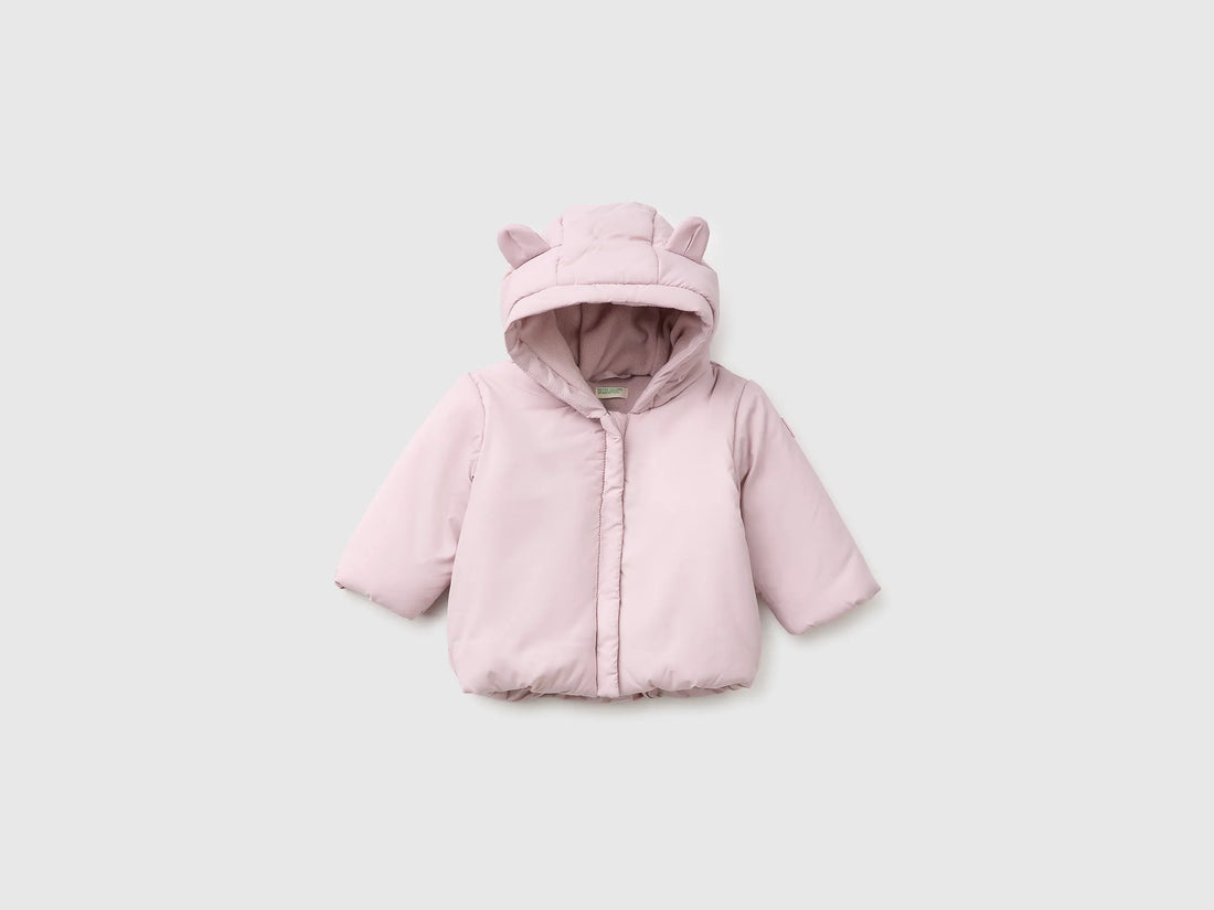 Benetton Pink New Born Fleece-Lined Hooded Jacket SKU: 2WU0AN01A_197 Image 01