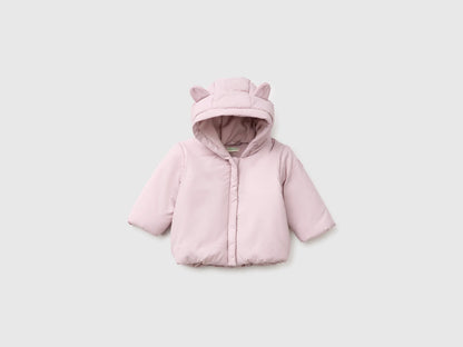 Benetton Pink New Born Fleece-Lined Hooded Jacket SKU: 2WU0AN01A_197 Image 01