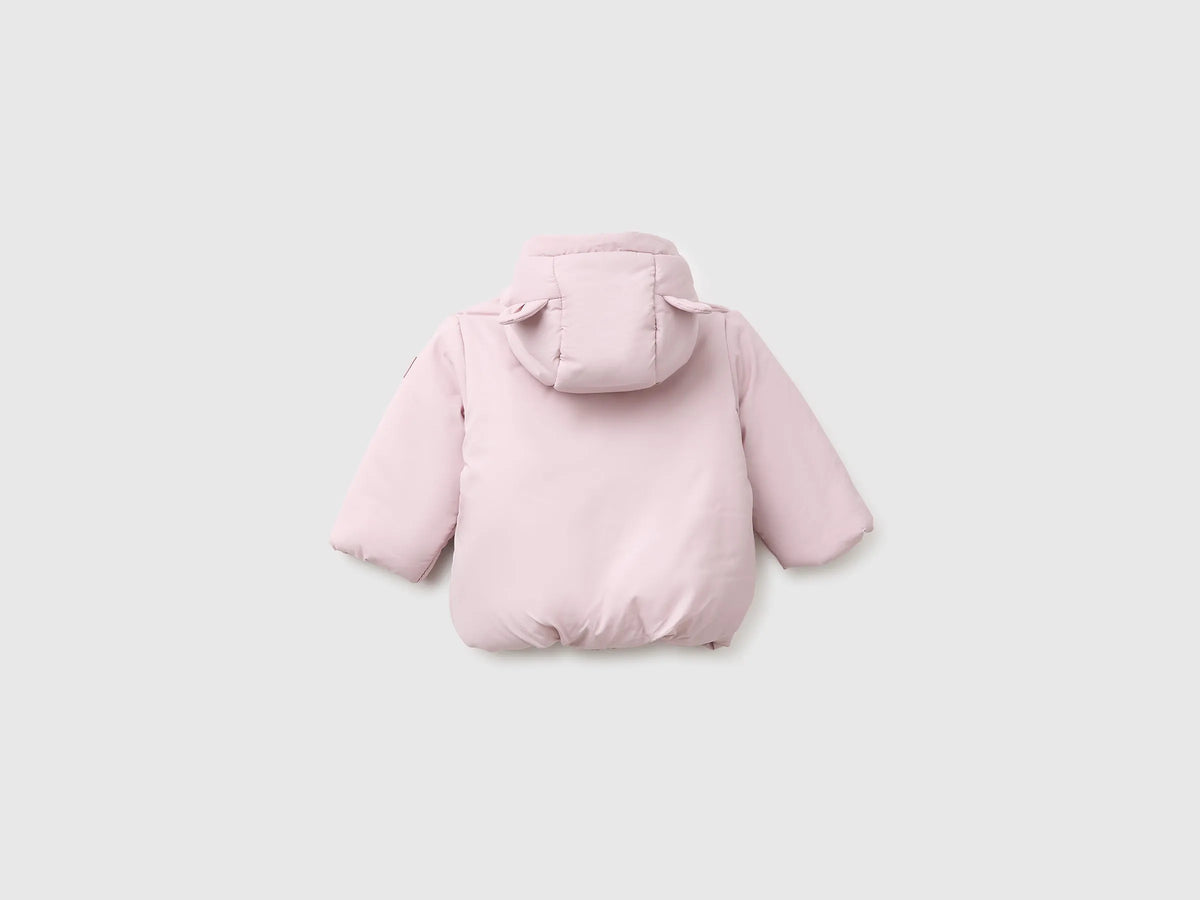 Benetton Pink New Born Fleece-Lined Hooded Jacket SKU: 2WU0AN01A_197 Image 02