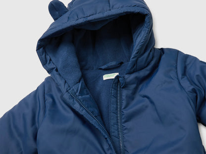 Benetton Blue New Born Fleece-Lined Hooded Jacket SKU: 2WU0AN01A_355 Image 03
